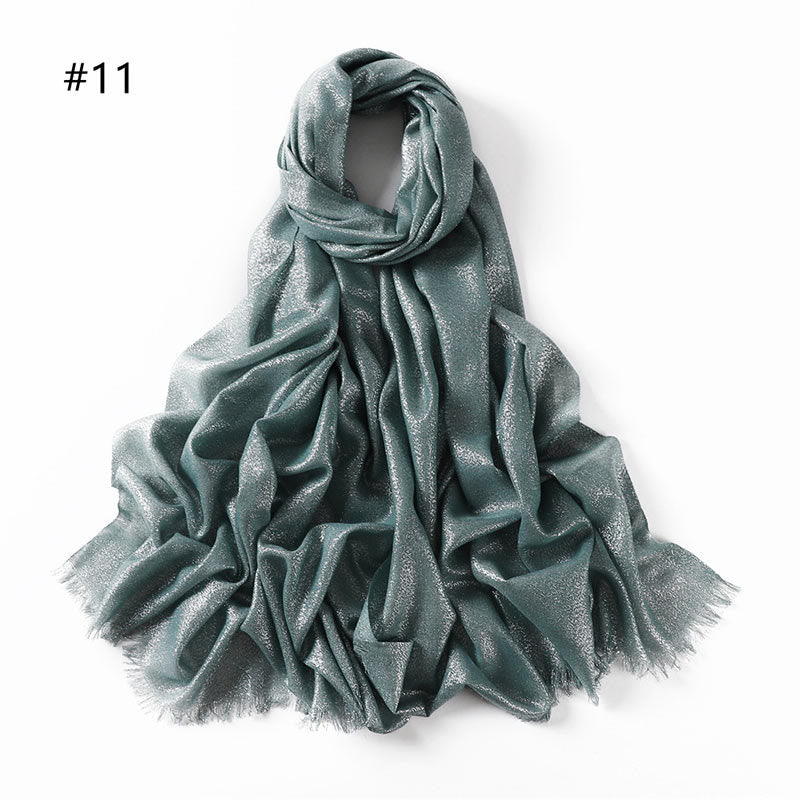 Sciarpa sottile leggera con glitter dorati da donna - Menta polverosa - image 18