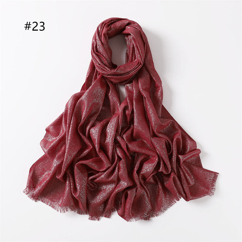 Sciarpa sottile leggera con glitter dorati da donna - Rosso scuro - image 30