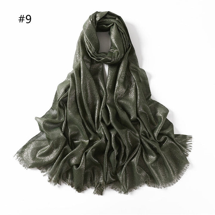 Sciarpa sottile leggera con glitter dorati da donna - Verde - image 16