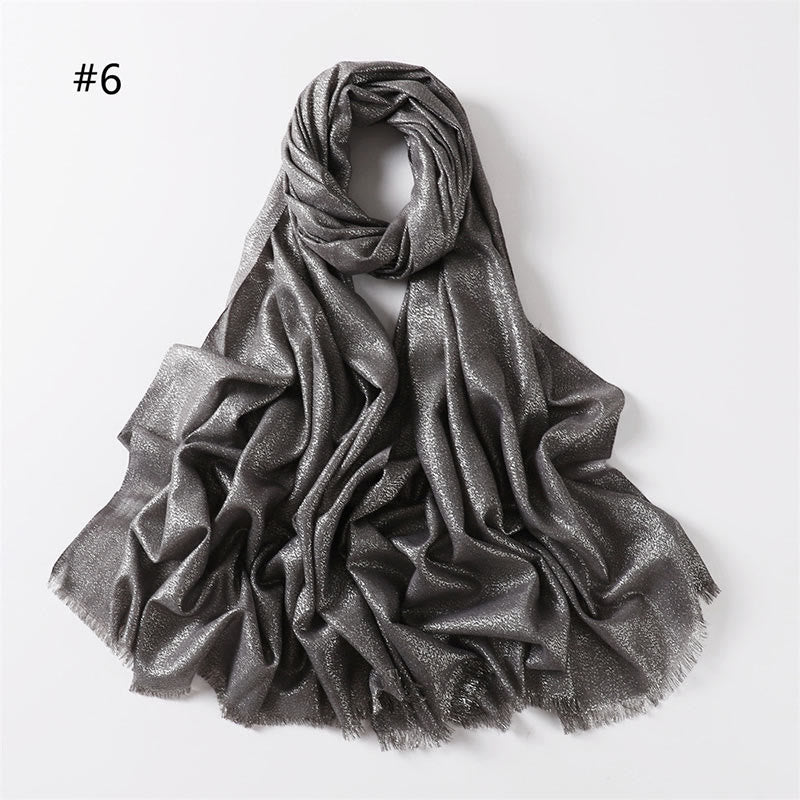 Sciarpa sottile leggera con glitter dorati da donna - Grigio - image 13