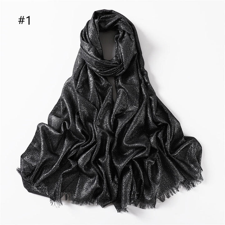Sciarpa sottile leggera con glitter dorati da donna - Nero - image 0
