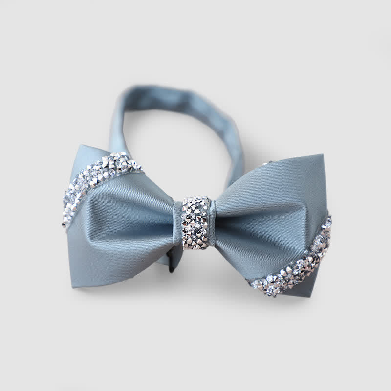 Papillon classico da uomo decorato con strass - Grigio chiaro - image 7