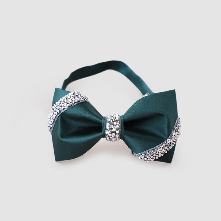 Papillon classico da uomo decorato con strass - Verde scuro - image 12