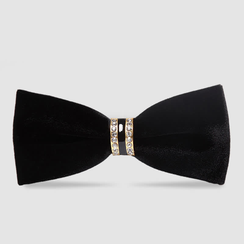Papillon semplice in velluto di cristallo di lusso da uomo - Nero - image 8