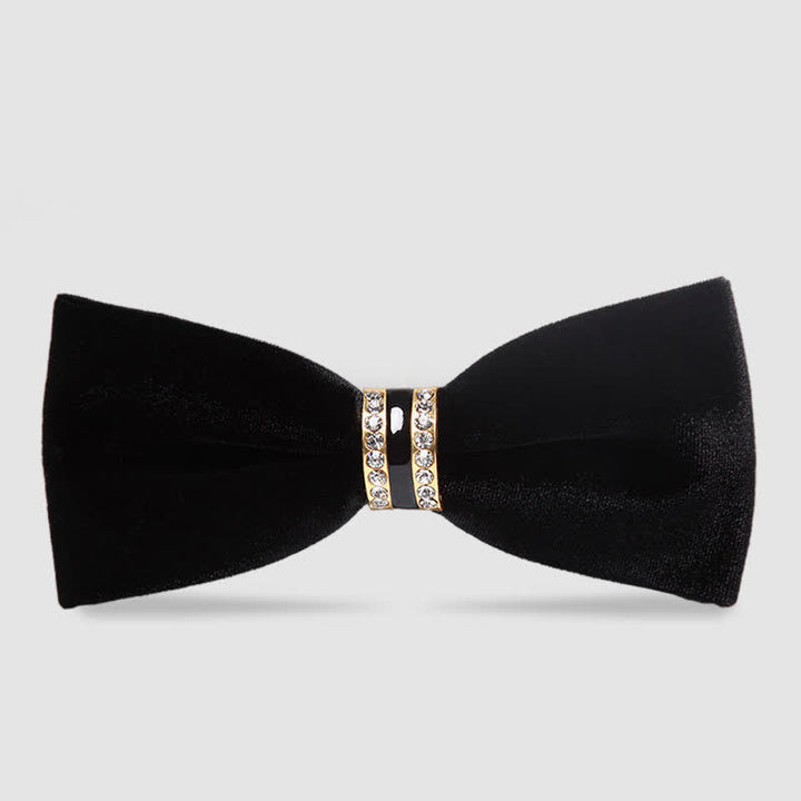 Papillon semplice in velluto di cristallo di lusso da uomo - Nero - image 8