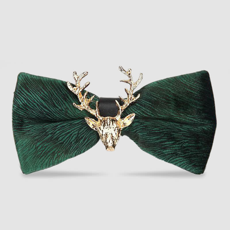 Papillon in velluto con testa di renna da uomo - vena verde - image 11