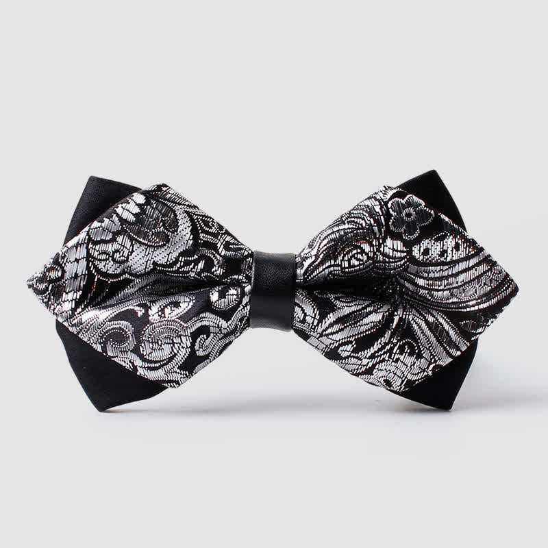 Papillon a punta Paisley color oro da uomo - Grigio - image 12