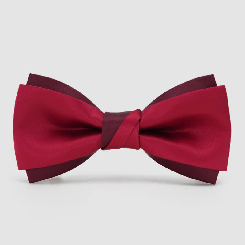 Papillon da smoking formale a doppio strato rosso da uomo