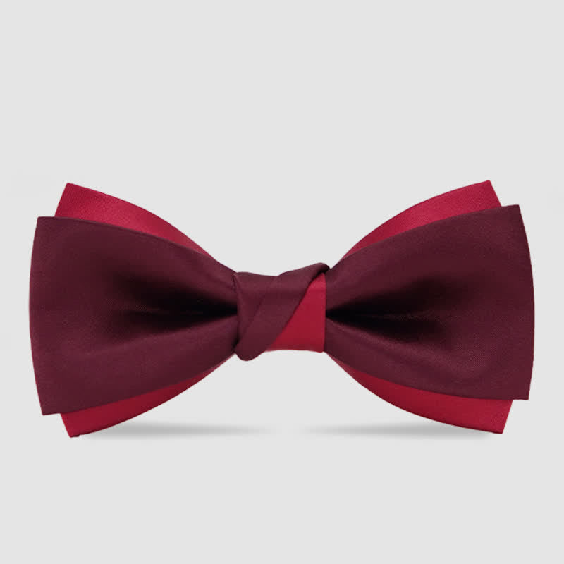 Papillon da smoking formale a doppio strato rosso da uomo - Rosso scuro - image 0