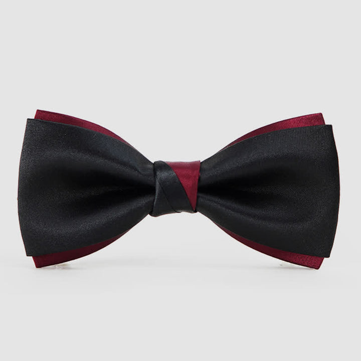 Papillon da uomo a doppio strato, nero e rosso, affascinante