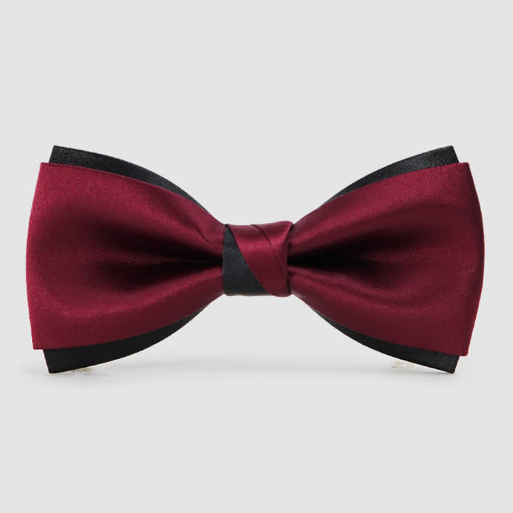 Papillon da uomo a doppio strato, nero e rosso, affascinante