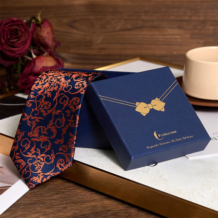 Set di 3 cravatte da uomo arancioni e blu navy 