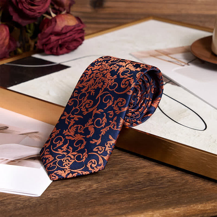 Set di 3 cravatte da uomo arancioni e blu navy 