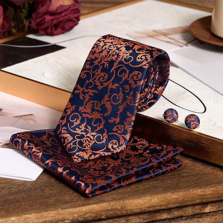 Set di 3 cravatte da uomo arancioni e blu navy 