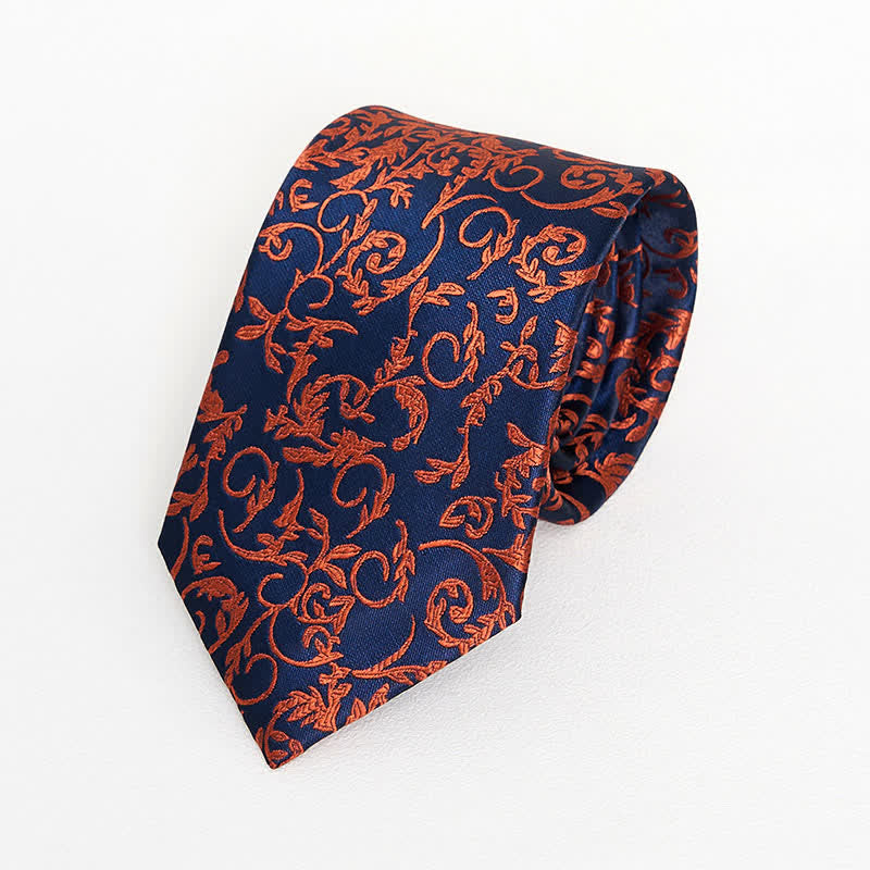 Set di 3 cravatte da uomo arancioni e blu navy 