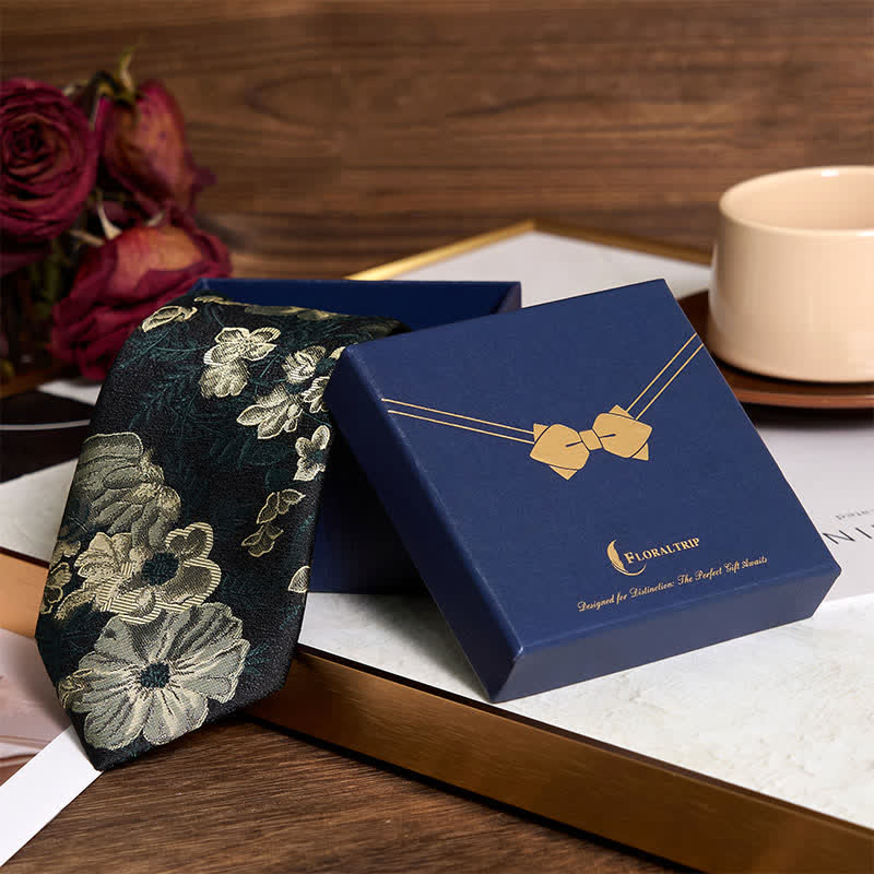 Fazzoletto da taschino con cravatta floreale verde foresta di pini da uomo - image 1