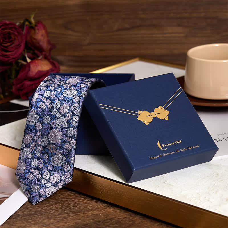 Cravatta floreale originale da uomo SteelBlue