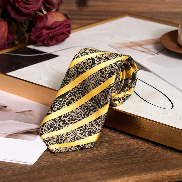 Set di 3 cravatte da uomo a righe gialle con motivo Paisley