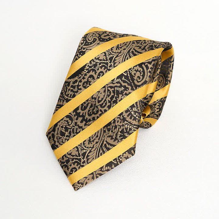 Set di 3 cravatte da uomo a righe gialle con motivo Paisley