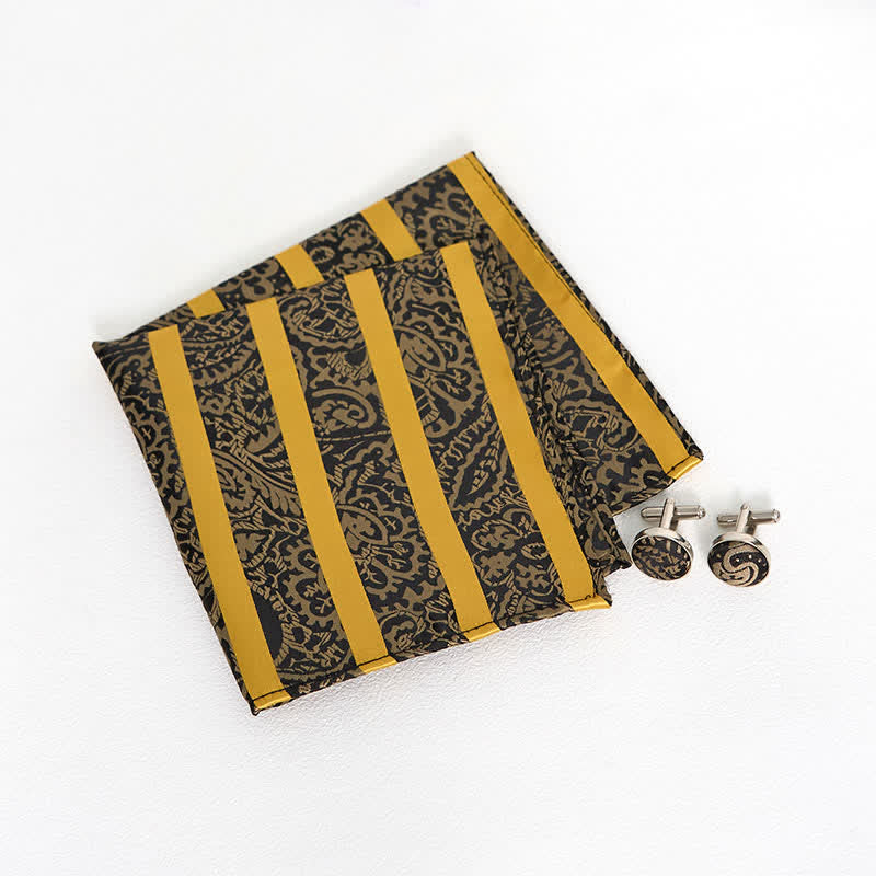 Set di 3 cravatte da uomo a righe gialle con motivo Paisley