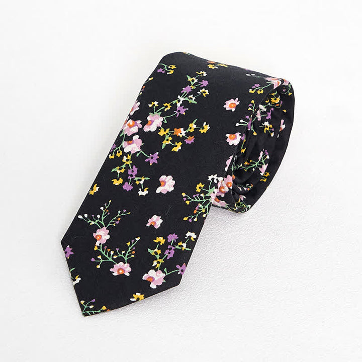 Cravatta floreale vintage da uomo - Nero - image 10