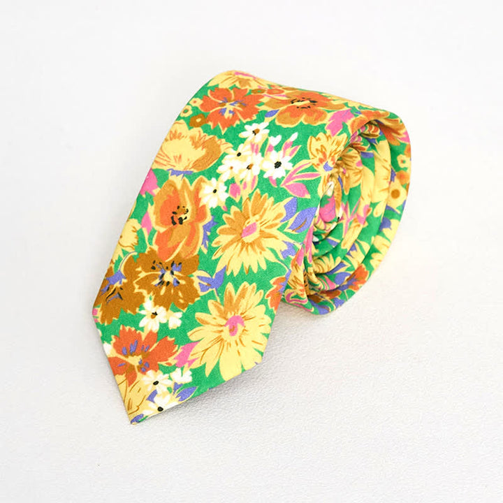 Cravatta floreale vintage da uomo - Giallo e verde - image 6