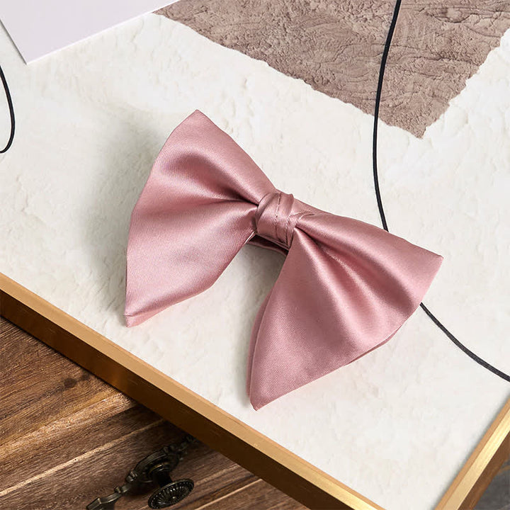 Fazzoletto da taschino con papillon a punta oversize, tinta unita, in stile britannico, da uomo