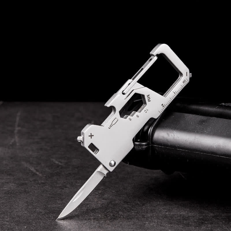 Portachiavi mini coltello pieghevole portatile EDC da esterno 6 in 1 - Argento - image 0