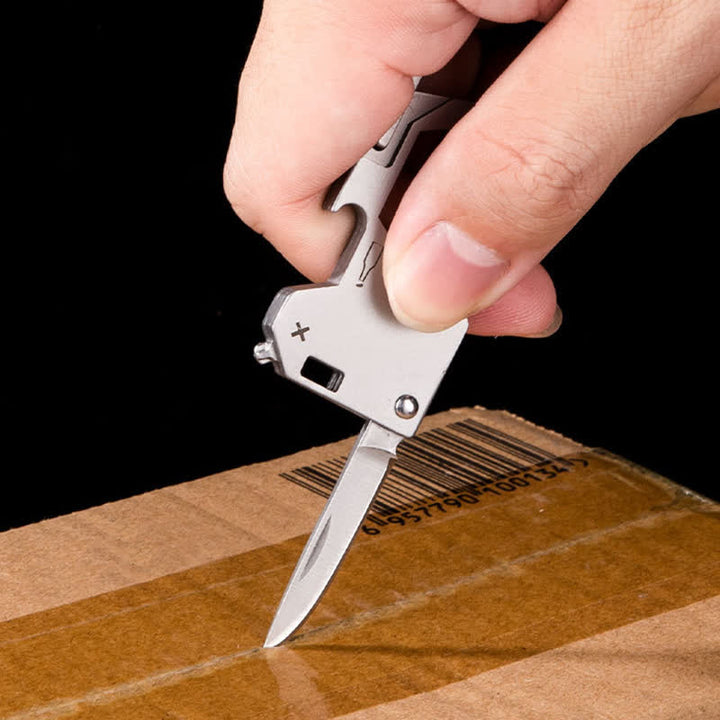 Portachiavi mini coltello pieghevole portatile EDC da esterno 6 in 1
