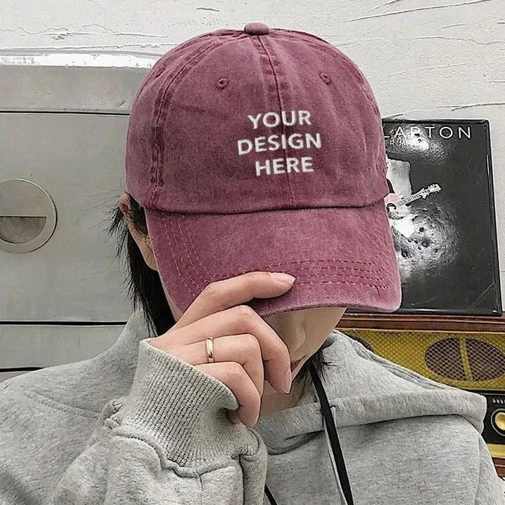 Cappellino da baseball regolabile con stampa di testo personalizzata