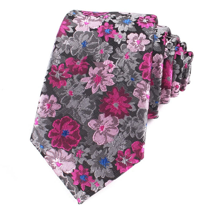 Cravatta da uomo in poliestere delicato con fiori colorati