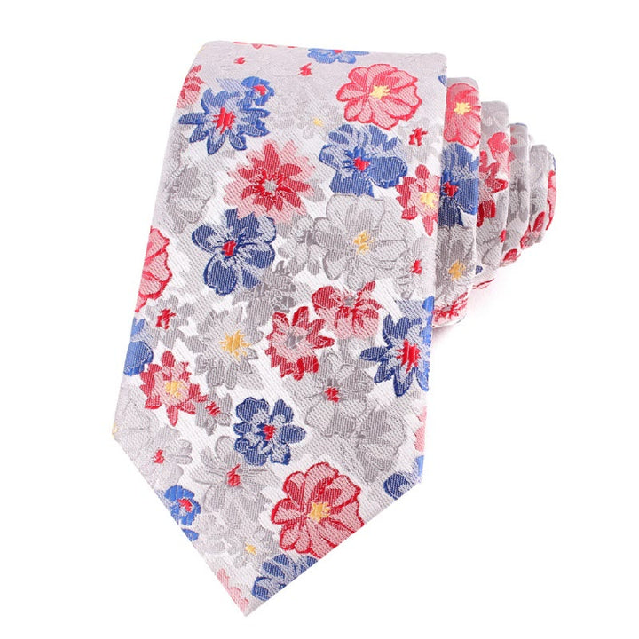 Cravatta da uomo in poliestere delicato con fiori colorati