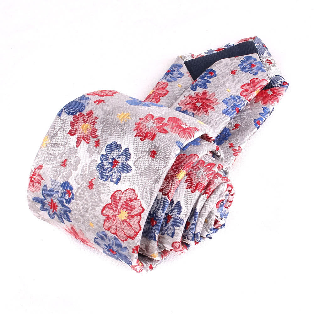 Cravatta da uomo in poliestere delicato con fiori colorati