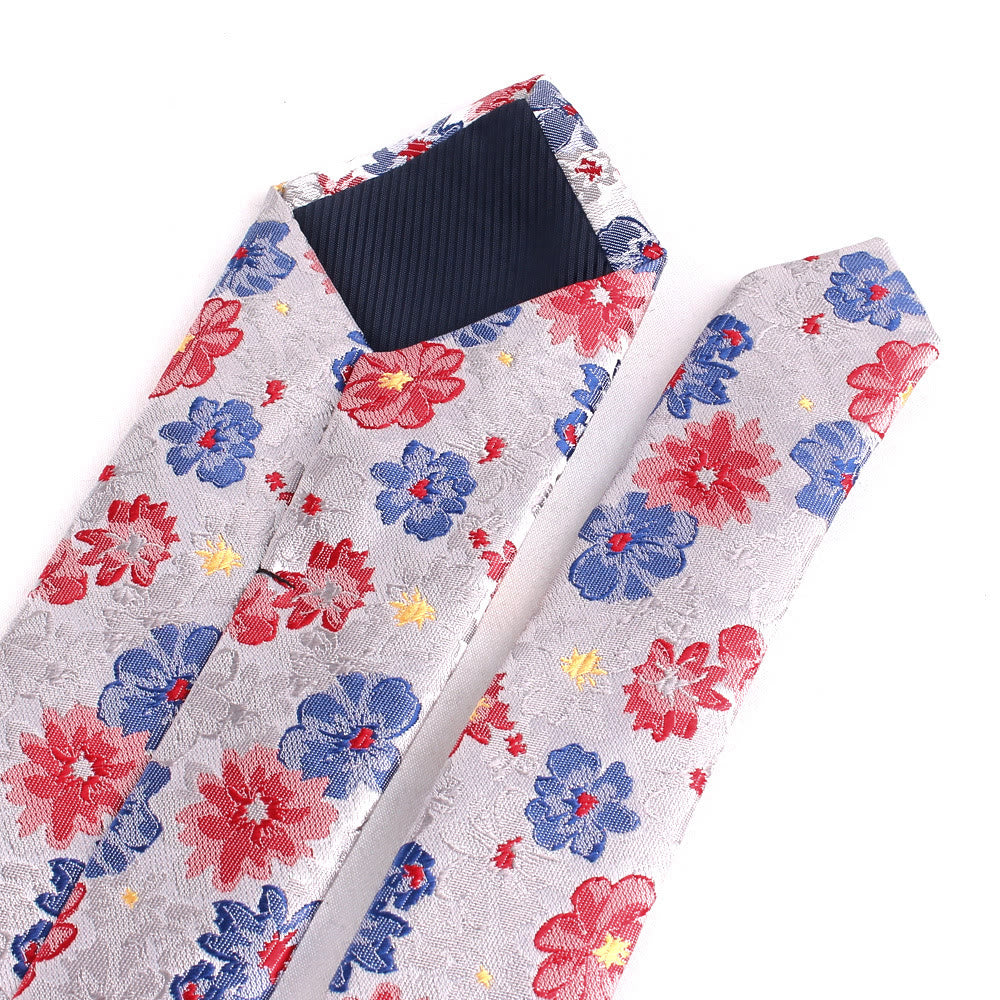 Cravatta da uomo in poliestere delicato con fiori colorati