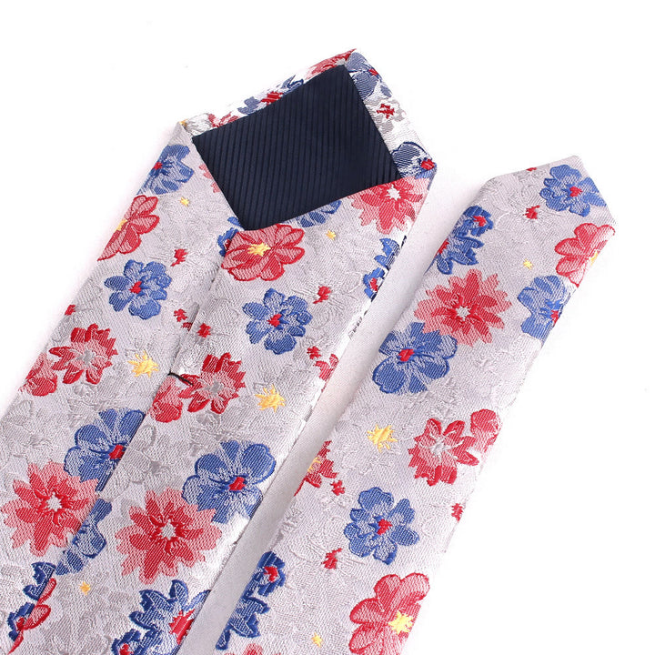 Cravatta da uomo in poliestere delicato con fiori colorati