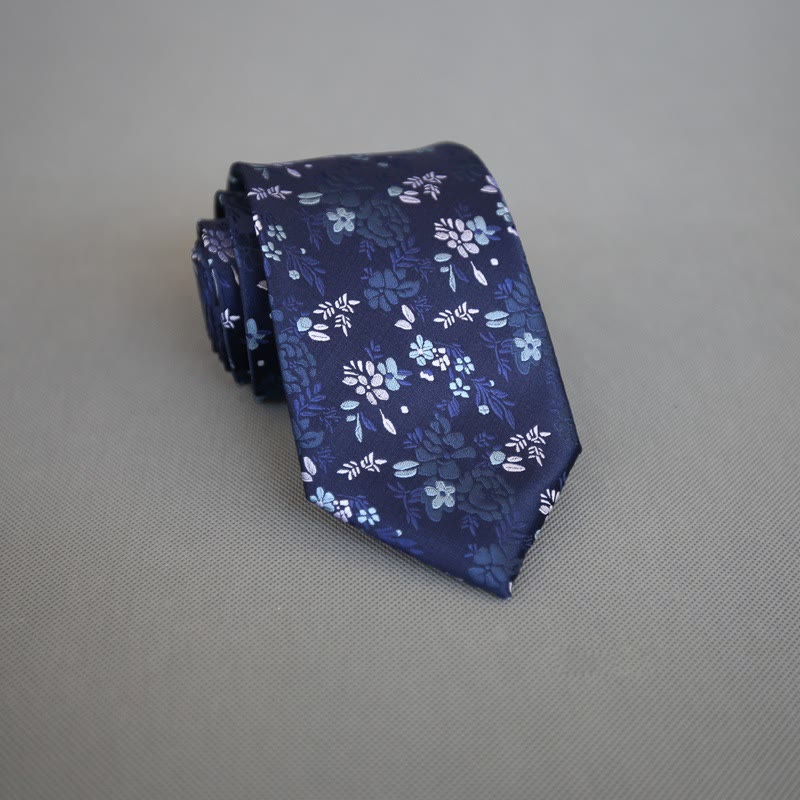 Cravatta da uomo in poliestere con fiori colorati e sfondo scuro