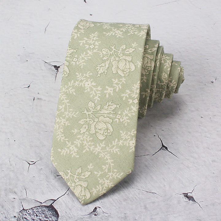Cravatta da uomo in poliestere con fiori chiari primaverili - Verde - image 0