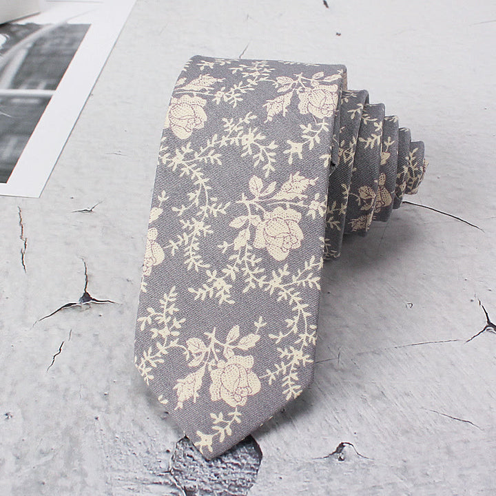 Cravatta da uomo in poliestere con fiori chiari primaverili - Grigio - image 2