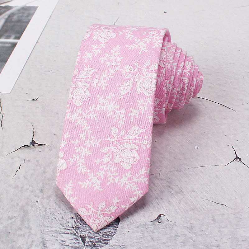 Cravatta da uomo in poliestere con motivo floreale chiaro, ideale per la primavera. - Rosa - image 1