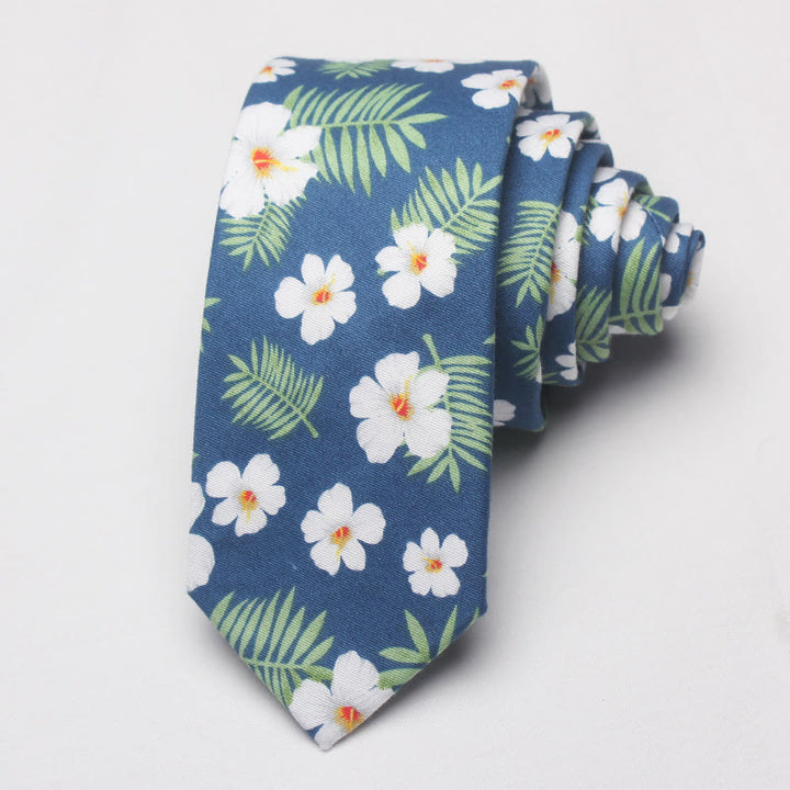 Cravatta da uomo in poliestere con motivo a fiori primaverili - Verde - image 0