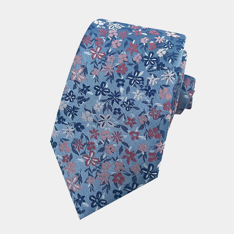 Cravatta da uomo in poliestere con motivo floreale primaverile - Blu - image 11
