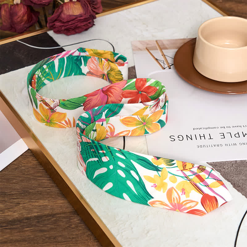 Cravatta sottile da uomo in cotone con stampa floreale