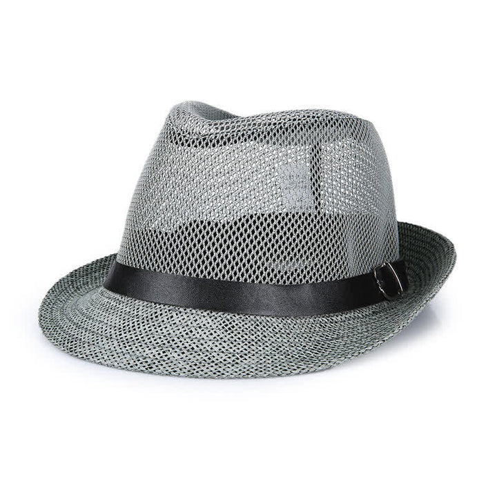 Cappello da uomo in paglia di Panama con motivo semplice e traforato - Grigio - L (23 1/4"-23 5/8") - image 0