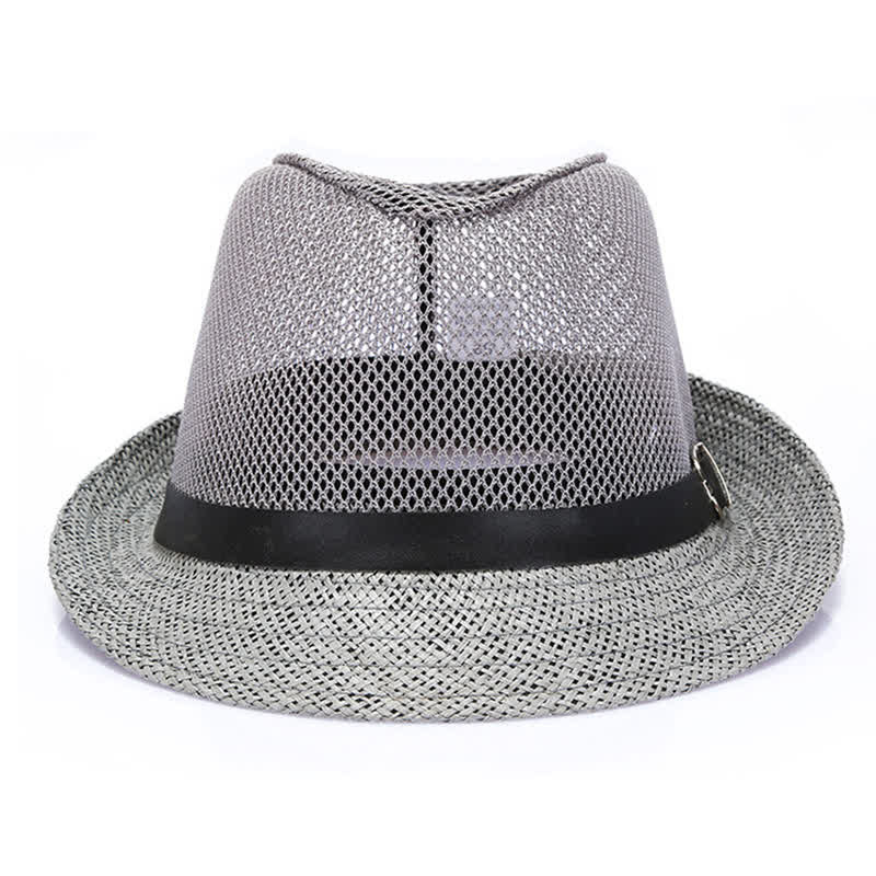 Cappello da uomo in paglia di Panama con motivo semplice e traforato - image 1