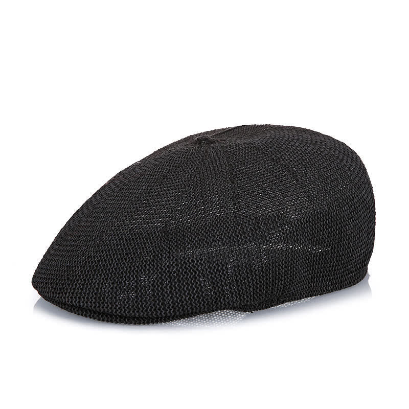 Cappello basco estivo in paglia traspirante a tinta unita da uomo - Nero - M (22"-22 7/8") - image 3