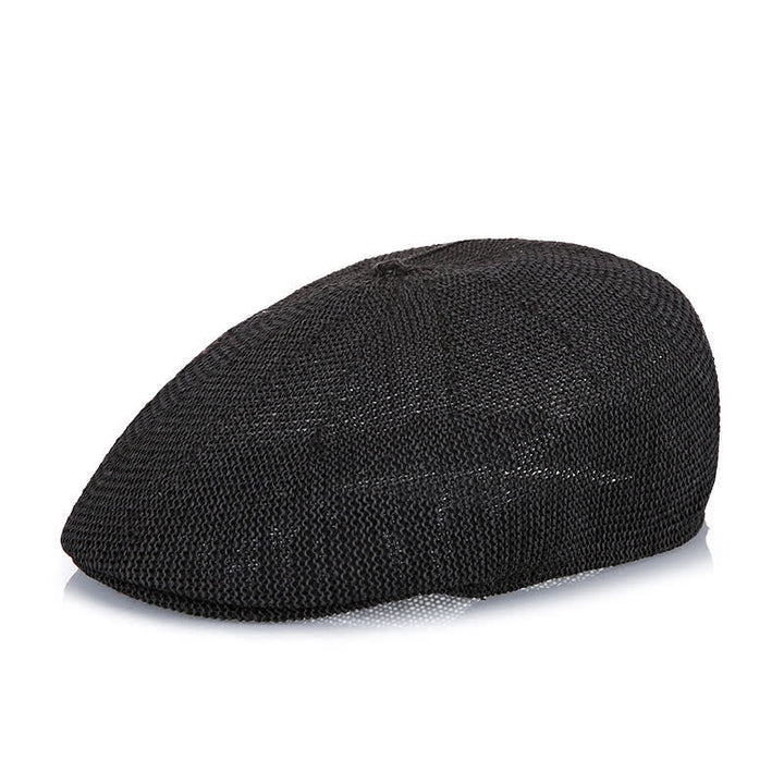 Cappello basco estivo in paglia traspirante a tinta unita da uomo - Nero - M (22"-22 7/8") - image 3