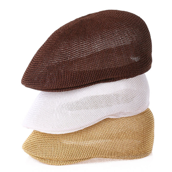 Cappello basco estivo in paglia traspirante a tinta unita da uomo - image 2