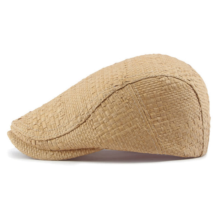 Cappello basco unisex elegante con motivo intrecciato in paglia e parte superiore piatta - image 3