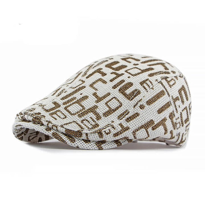 Cappello basco unisex elegante con motivo intrecciato in paglia e parte superiore piatta - Lettera del caffè - Regolabile (21 5/8"-23 1/4") - image 7