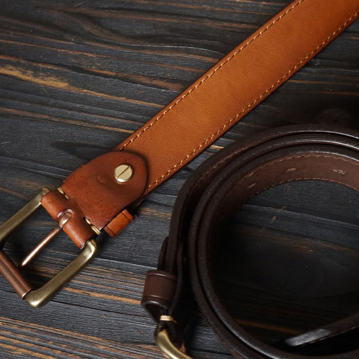 Cintura in pelle con fiore in rilievo in stile western con fibbia in ottone massiccio